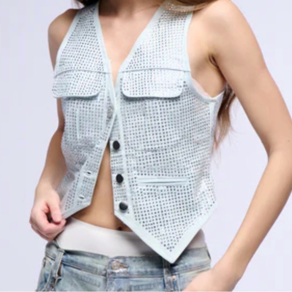AKIRA Metallic Embellished Vest NEW - Picture 2 of 11